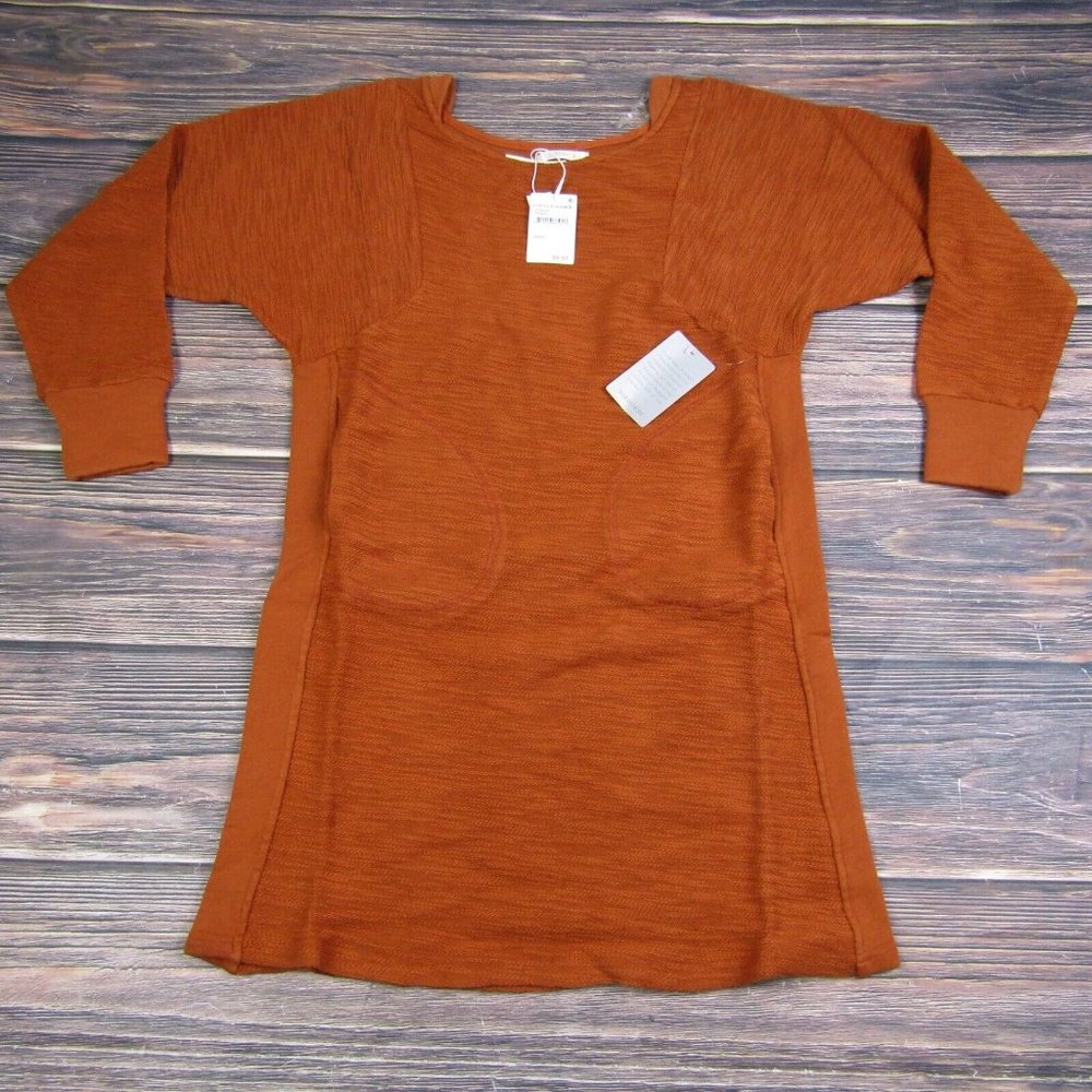 Stitch Drop NEW Small Rib Slub Dolam Side Pockets Long Sleeve Dress